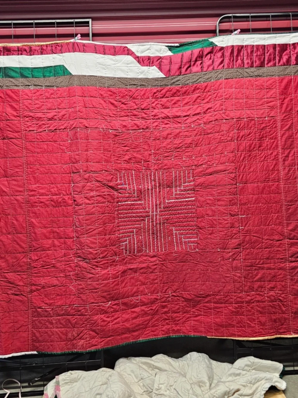 Quirky Homemade Vintage Christmas Quilt
